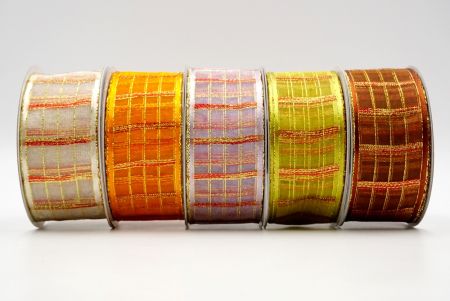 Metallic&Color Cross Sheer Ribbon - Metallic/Color Plaid Sheer Ribbon